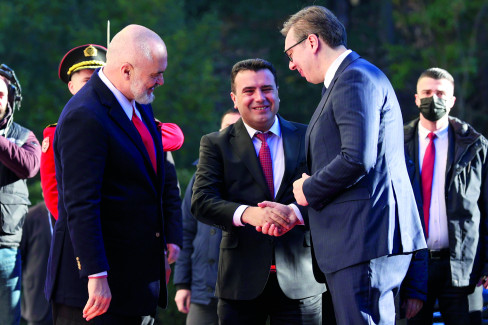 Aleksandar Vučić, Edi Rama i Zoran Zaev 24.12.2021.